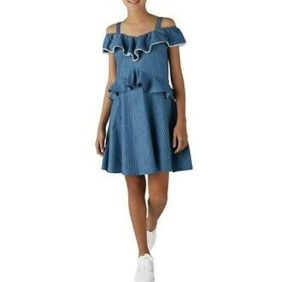 BCBGirls Cold Shoulder Ruffle Dress - Picture 1 of 9